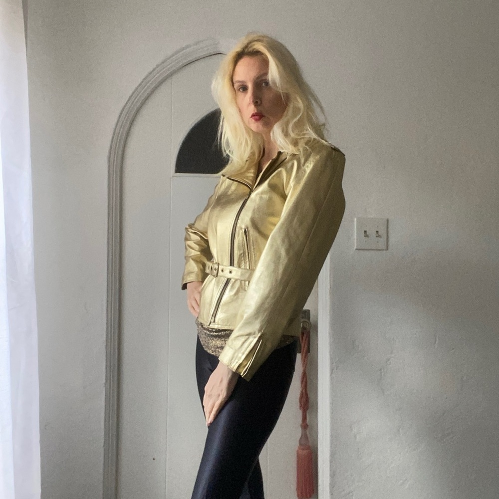 Cache Metallic Gold Leather Jacket - image 2